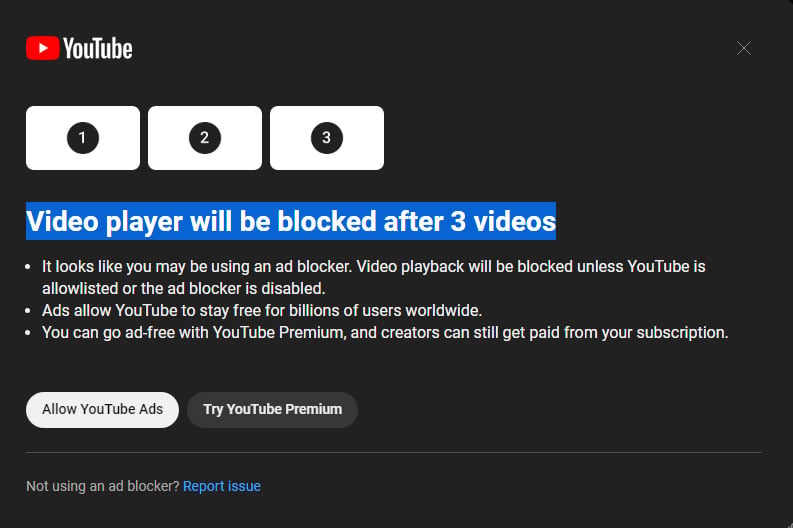 YouTube blocage