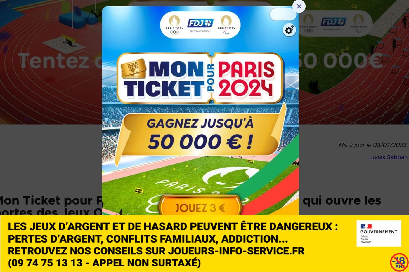 Ticket Paris 2024 FDJ