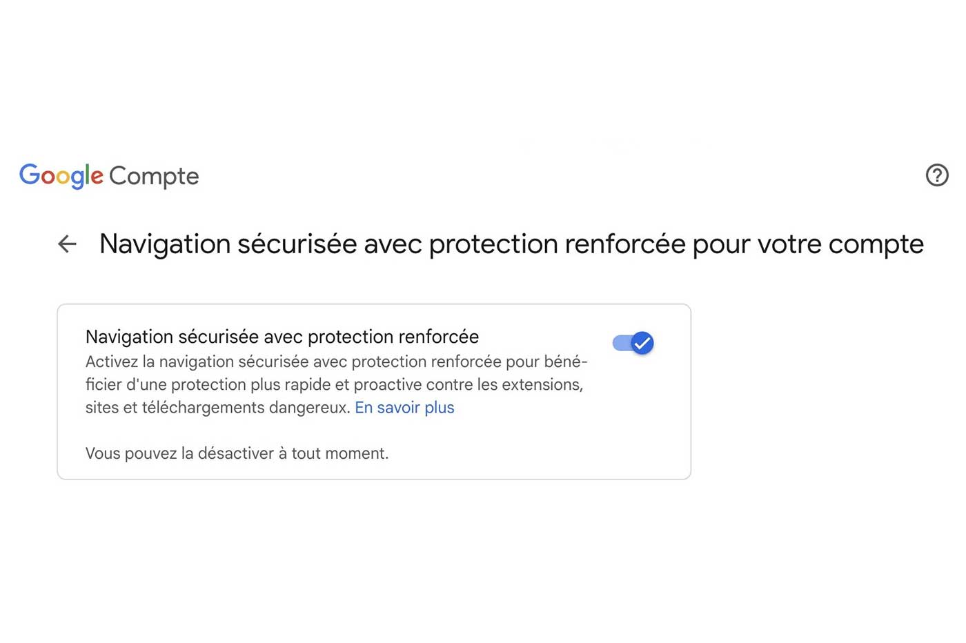 Google navigation sécurisée protection renforcée