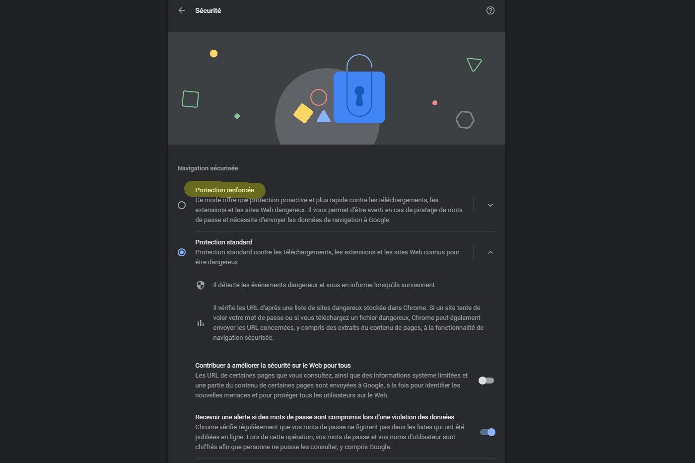 Configuración de seguridad de cromo