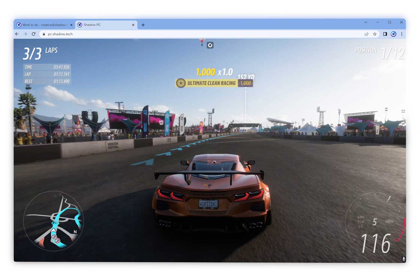 Shadow PC in Browser Forza Horizon 5