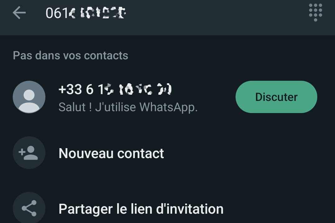 WhatsApp discuter sans enregistrer le numéro
