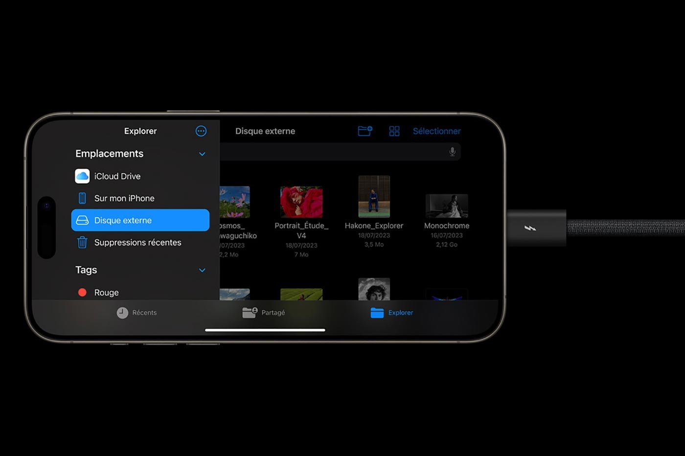 Grâce à l'USB-C, on peut transférer le contenu d'un iPhone 15 à l