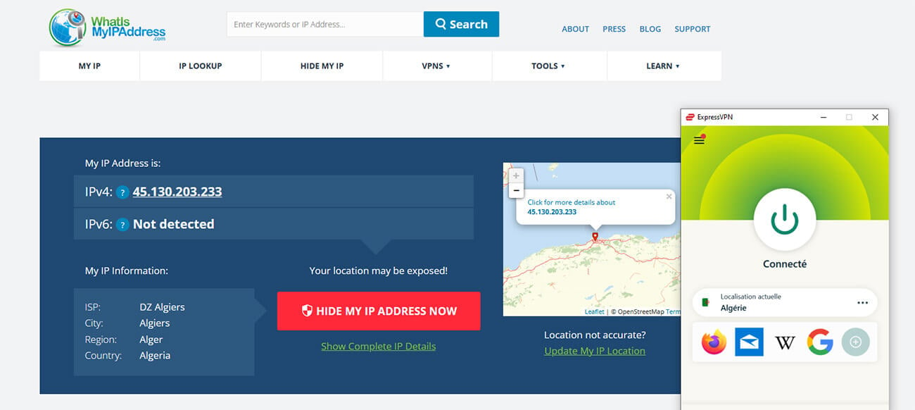 Obtention IP algérienne ExpressVPN