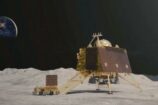 Un rendu 3D de l'alunisseur Vikram et du rover Pragyam sur la Lune.
