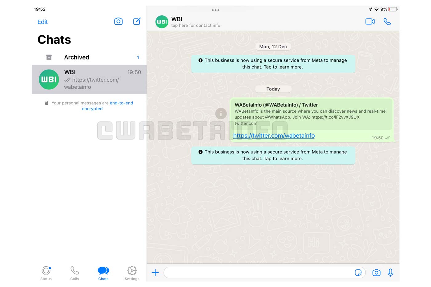 WhatsApp sur iPad