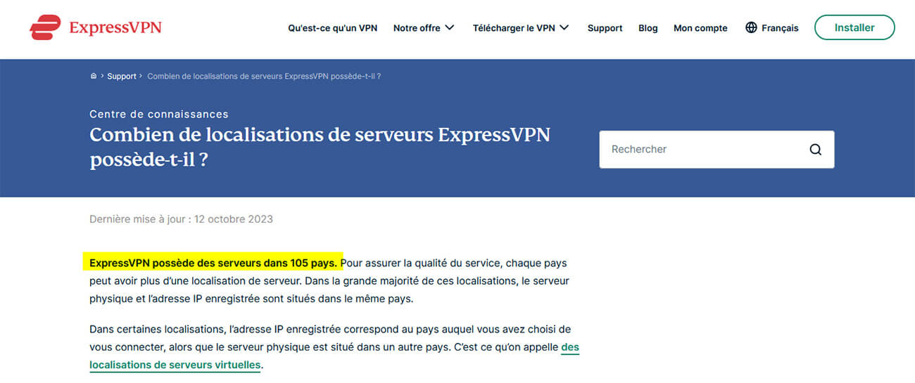 ExpressVPN Pays couverts