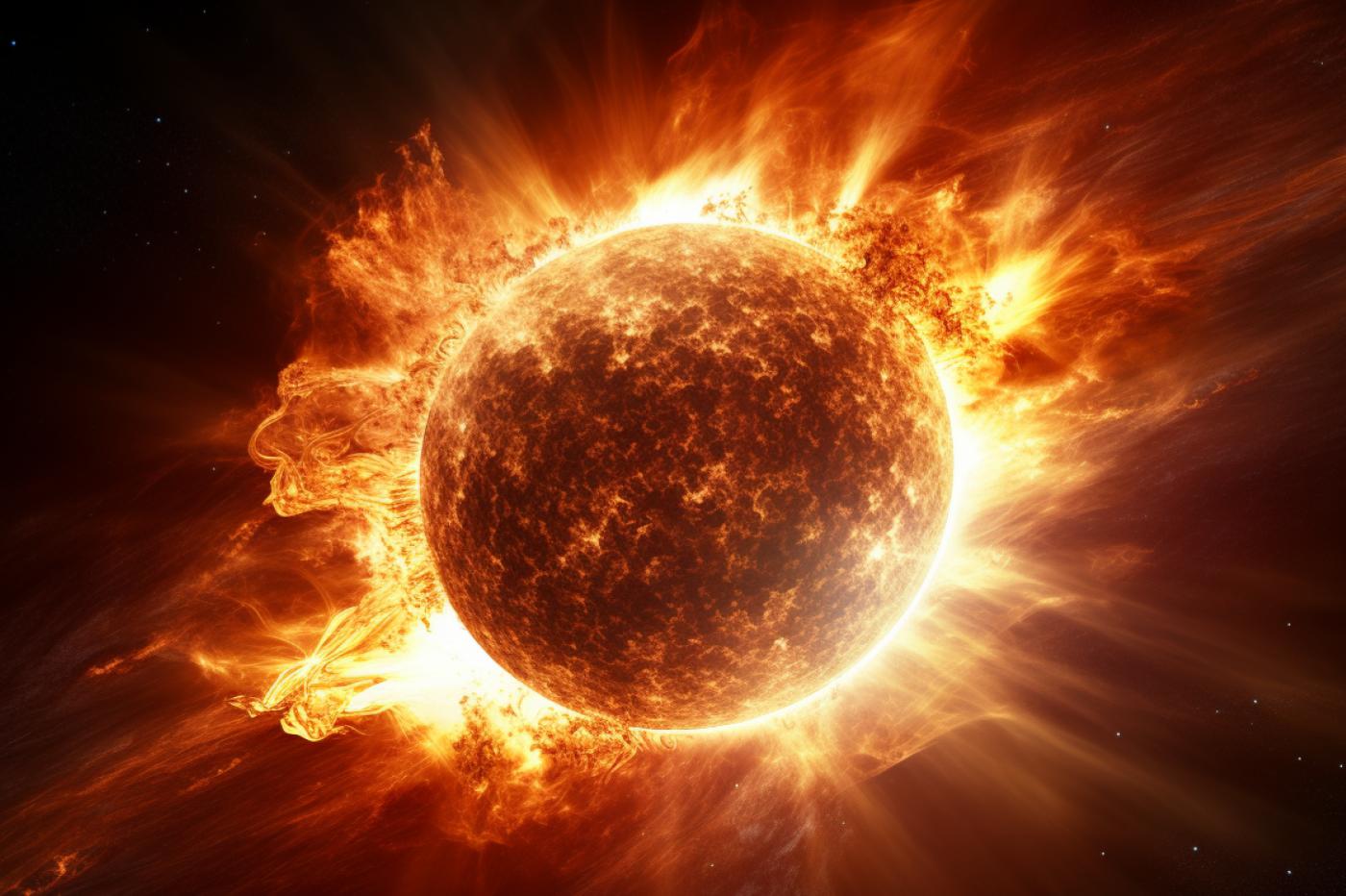 Une représentation d'une éruption solaire
